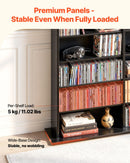 VEVOR multimediju uzglabāšanas skapis ar 8 līmeņiem, DVD plauktu organizators 142 x 22 x 130 cm CD, DVD, grāmatām un spēlēm, plaukts viesistabai, mājas birojam un ierakstu telpai, melns - ZEMLETES.LV