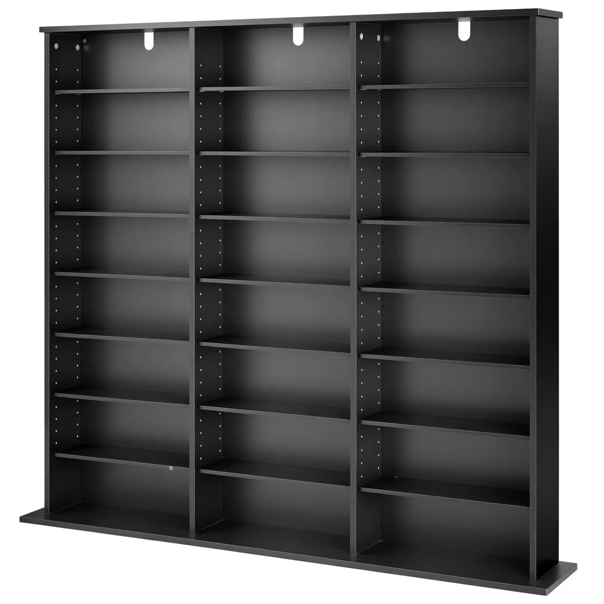 VEVOR multimediju uzglabāšanas skapis ar 8 līmeņiem, DVD plauktu organizators 142 x 22 x 130 cm CD, DVD, grāmatām un spēlēm, plaukts viesistabai, mājas birojam un ierakstu telpai, melns - ZEMLETES.LV