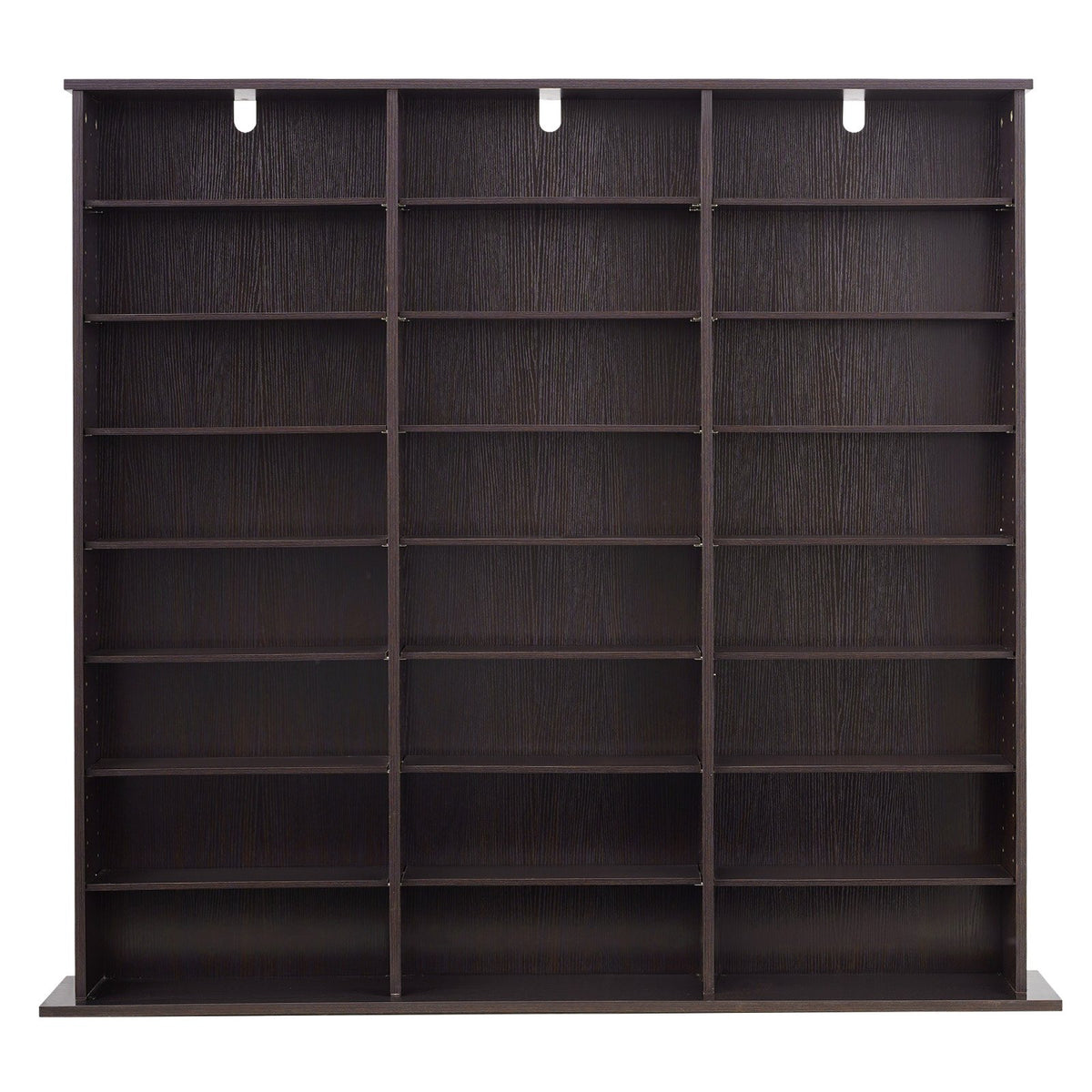 VEVOR multimediju uzglabāšanas skapis ar 8 līmeņiem, DVD plauktu organizators 142 x 22 x 130 cm CD, DVD, grāmatām un spēlēm, plaukts viesistabai, mājas birojam un ierakstu telpai, brūns - ZEMLETES.LV