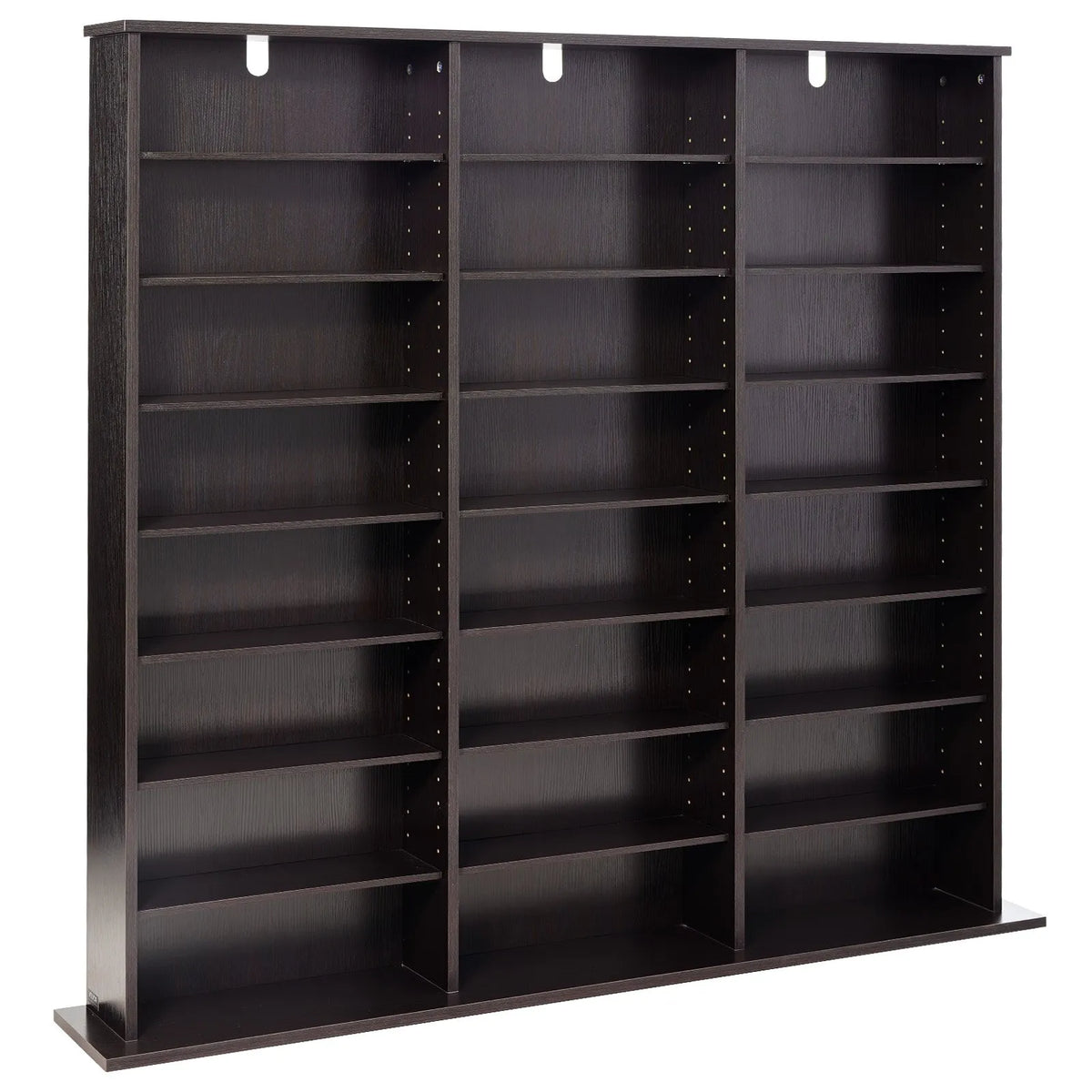 VEVOR multimediju uzglabāšanas skapis ar 8 līmeņiem, DVD plauktu organizators 142 x 22 x 130 cm CD, DVD, grāmatām un spēlēm, plaukts viesistabai, mājas birojam un ierakstu telpai, brūns - ZEMLETES.LV