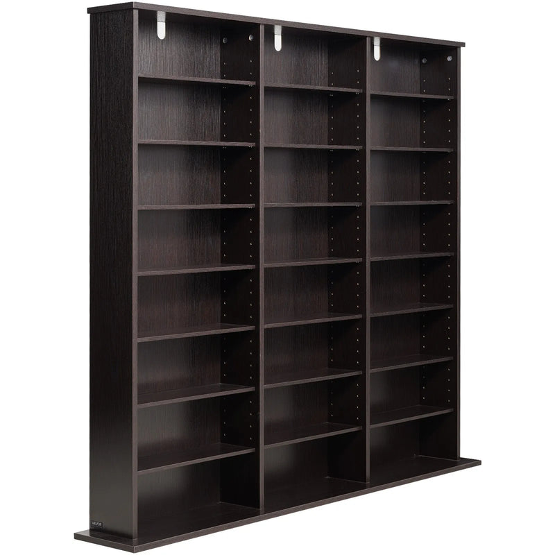 VEVOR multimediju uzglabāšanas skapis ar 8 līmeņiem, DVD plauktu organizators 142 x 22 x 130 cm CD, DVD, grāmatām un spēlēm, plaukts viesistabai, mājas birojam un ierakstu telpai, brūns - ZEMLETES.LV