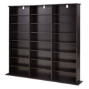 VEVOR multimediju uzglabāšanas skapis ar 8 līmeņiem, DVD plauktu organizators 142 x 22 x 130 cm CD, DVD, grāmatām un spēlēm, plaukts viesistabai, mājas birojam un ierakstu telpai, brūns - ZEMLETES.LV