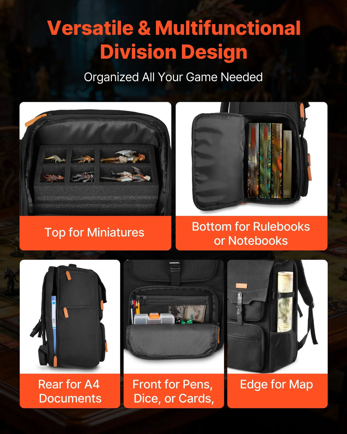 VEVOR Miniature Figures Storage and Carrying Bag, Capacity for up to 58 Foot Soldiers, Transport Bag with Handle and Adjustable Shoulder Strap, 3 Foam Layers for Large Capacity (Miniatures Not Included)