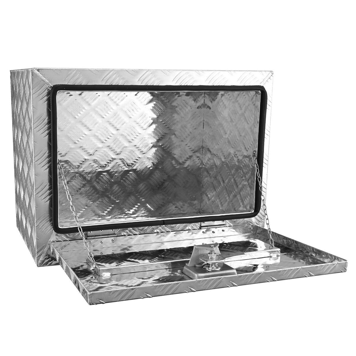 VEVOR Low Trailer Cargo Box, 61 cm × 43 cm × 46 cm, Heavy-Duty Aluminium Tool Box with Lock and Keys, Waterproof with T-Handle Latch, Suitable for Trucks, Vans, Trailers