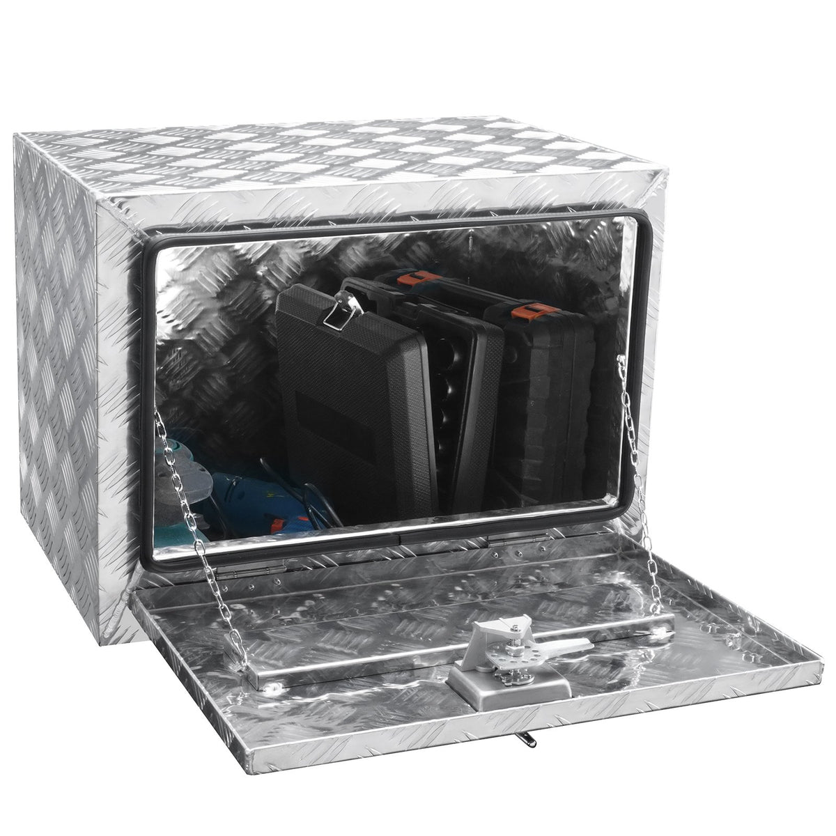 VEVOR Low Trailer Cargo Box, 61 cm × 43 cm × 46 cm, Heavy-Duty Aluminium Tool Box with Lock and Keys, Waterproof with T-Handle Latch, Suitable for Trucks, Vans, Trailers