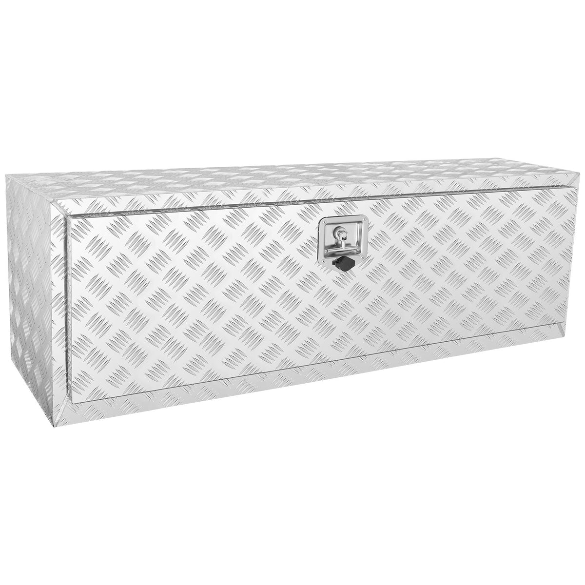 VEVOR Low-Profile Trailer Tool Box, 122 cm × 43 cm × 46 cm, Heavy-Duty Aluminium Storage Box with Lock and Keys, Waterproof, T-Handle Latch, Suitable for Trucks, Vans, Trailers