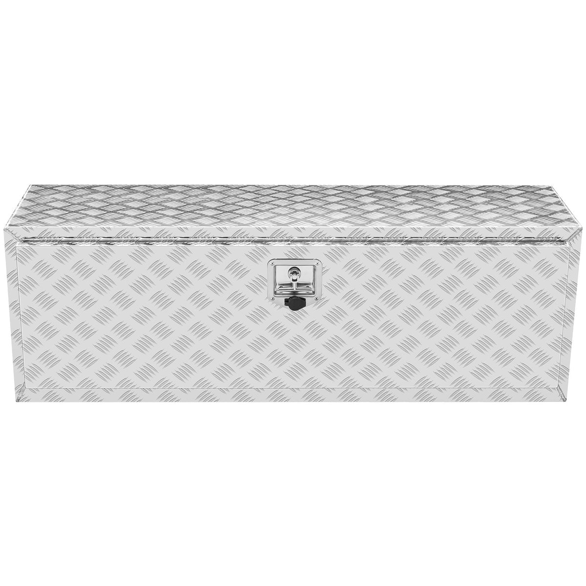 VEVOR Low-Profile Trailer Tool Box, 122 cm × 43 cm × 46 cm, Heavy-Duty Aluminium Storage Box with Lock and Keys, Waterproof, T-Handle Latch, Suitable for Trucks, Vans, Trailers