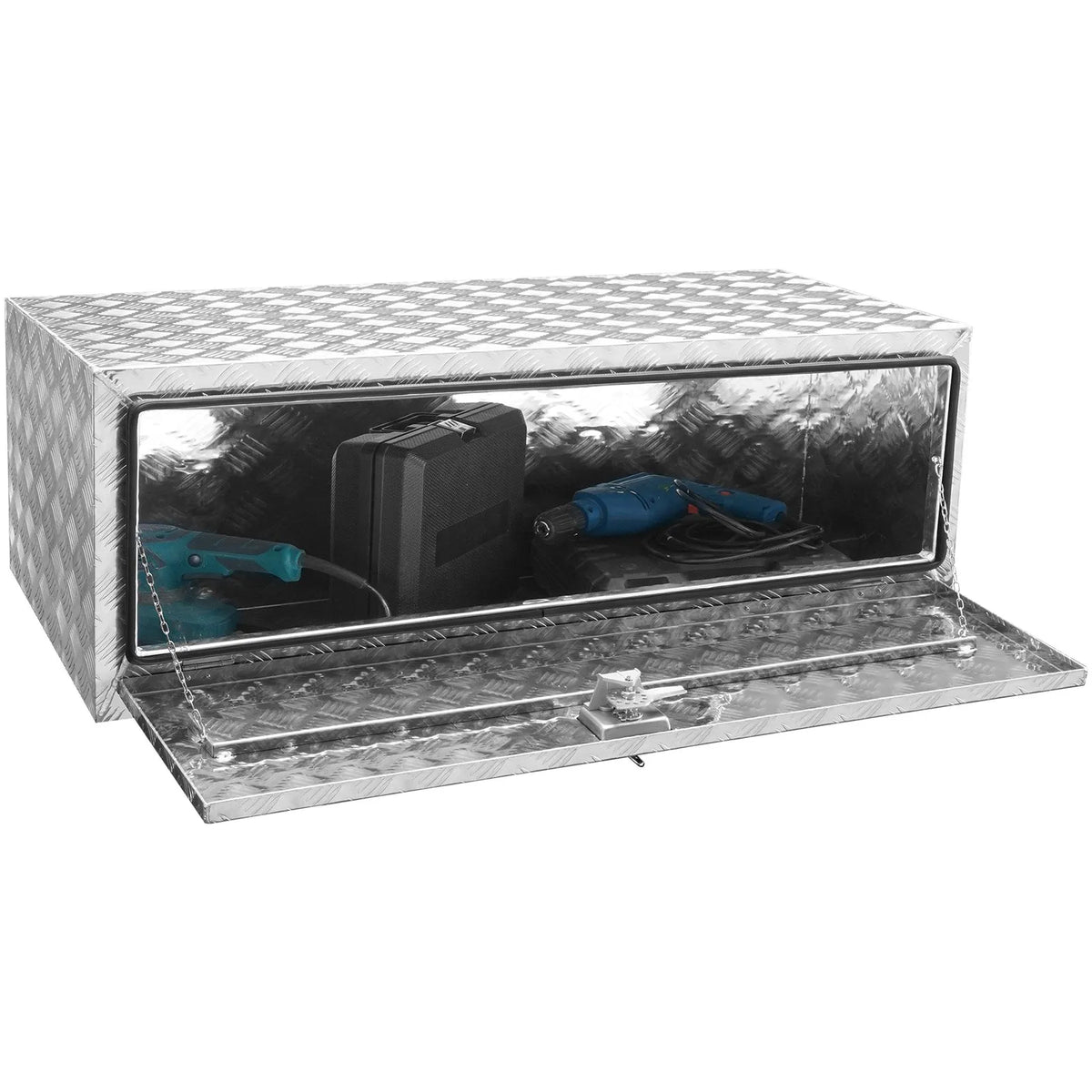 VEVOR Aluminium Tool Box for Truck Bed, 122 × 61 × 61 cm, Diamond Plate Construction, T-Handle Latches and Lockable Lid, Waterproof Storage Box for Trucks, Vans and Trailers