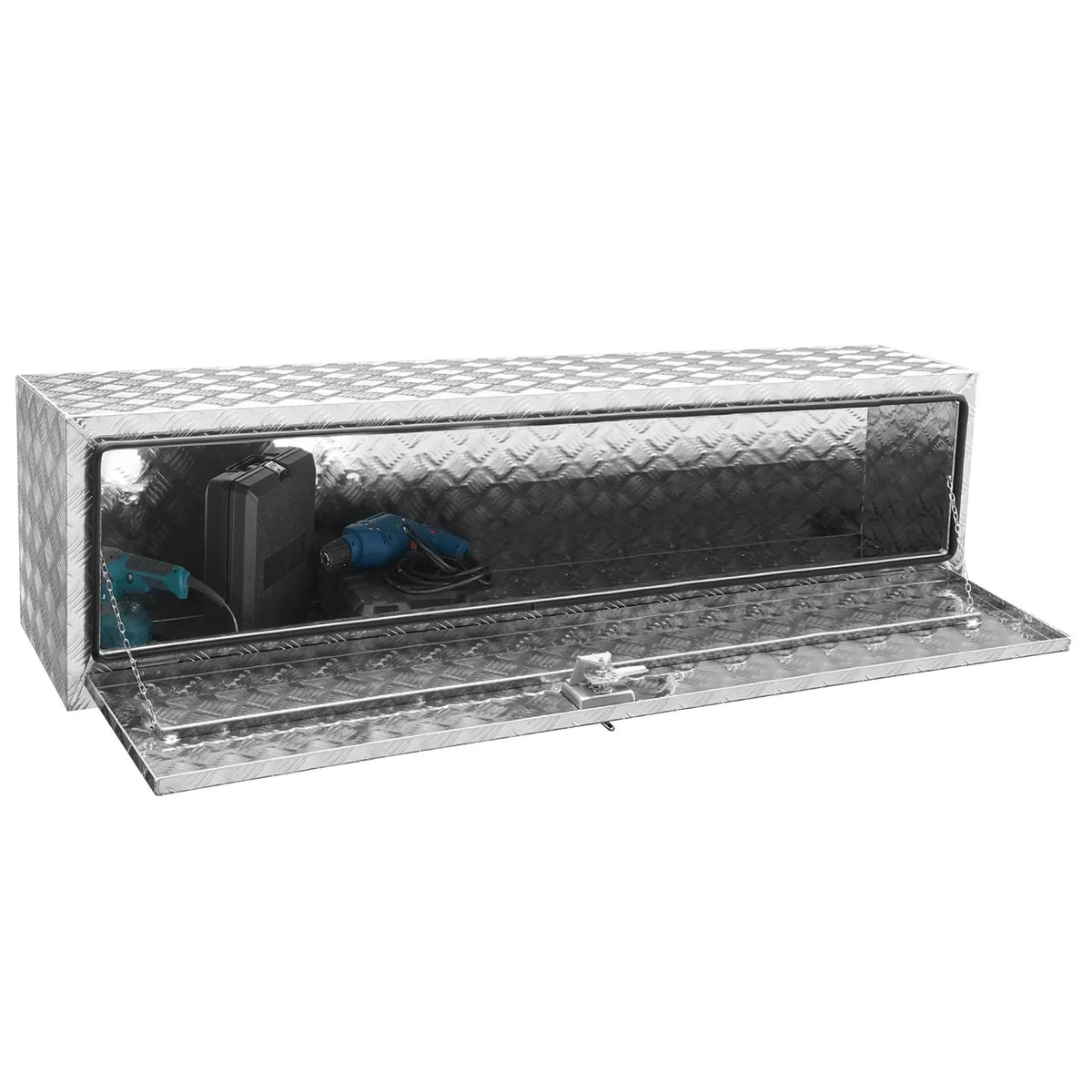 VEVOR Aluminium Tool Box for Truck Bed, 152.4 × 43.2 × 45.7 cm, Diamond Plate Construction, T-Handle Latches and Lockable Lid, Waterproof Storage Box for Trucks, Vans and Trailers