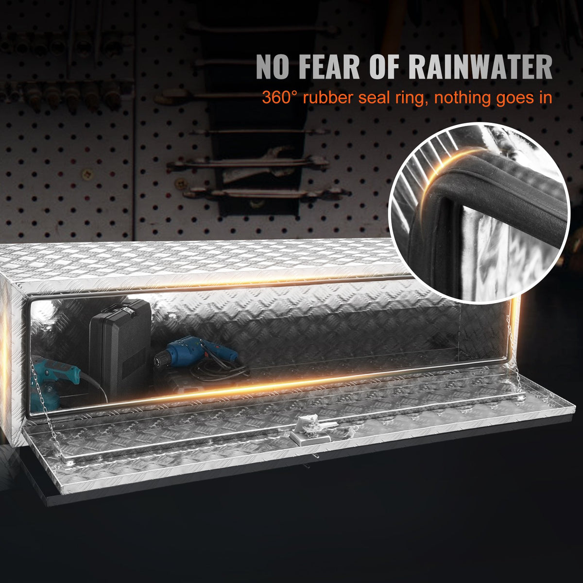 VEVOR Low Trailer Tool Box, 152 cm × 61 cm × 61 cm, with Lock and Keys, Waterproof with T-Handle Lock, Suitable for Trucks, Vans, Trailers