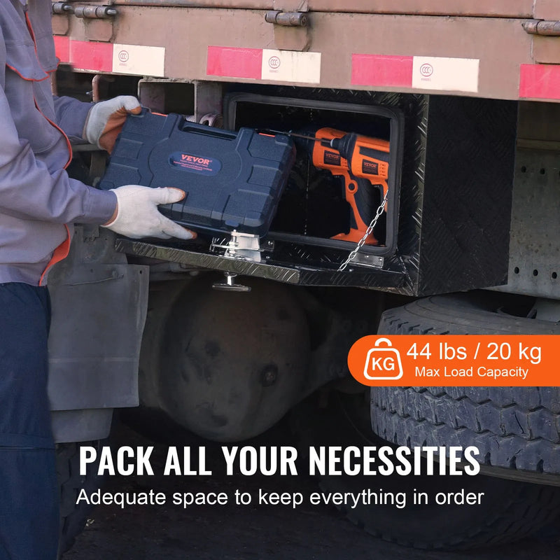 VEVOR alumīnija kravas automašīnas apakšējā instrumentu kaste, 45,7×30,5×35,6 cm piekabju un kemperu uzglabāšanas kaste