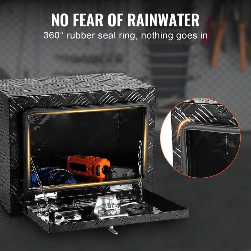 VEVOR alumīnija kravas automašīnas apakšējā instrumentu kaste, 45,7×30,5×35,6 cm piekabju un kemperu uzglabāšanas kaste