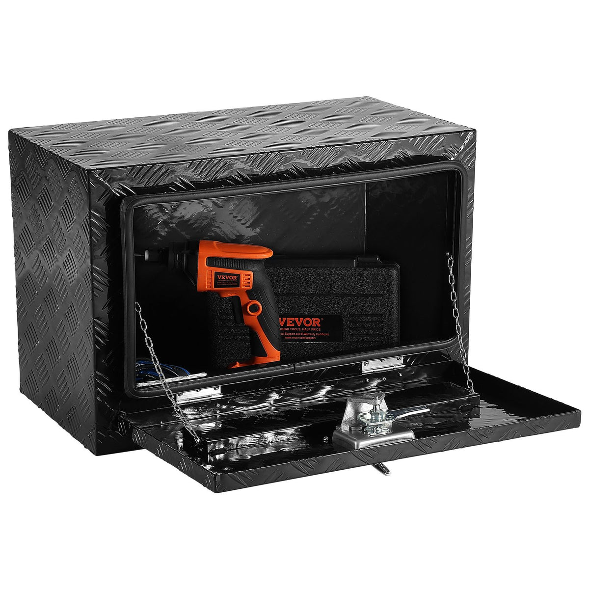 VEVOR Aluminium Tool Box for Truck Bed, 61 × 43 × 46 cm, Diamond Plate Construction, T-Handle Latches and Lockable Lid, Waterproof Storage Box for Trucks, Vans and Trailers