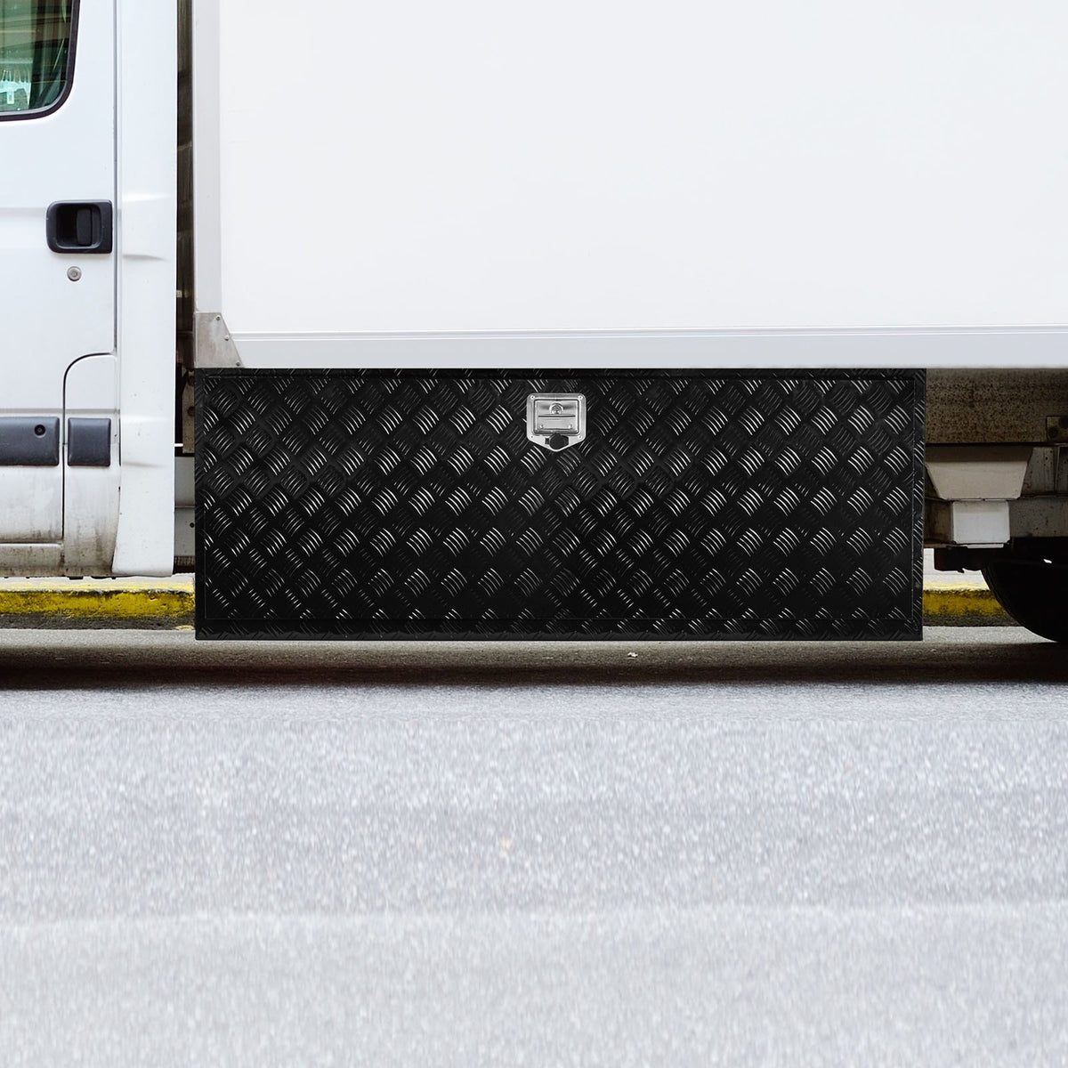 VEVOR Truck Underbody Tool Box, 152.4×60.96×60.96 cm Aluminium Diamond Plate Storage Box with T-Handle Latch, Waterproof Cargo, Van and Trailer Box with Lock and Keys