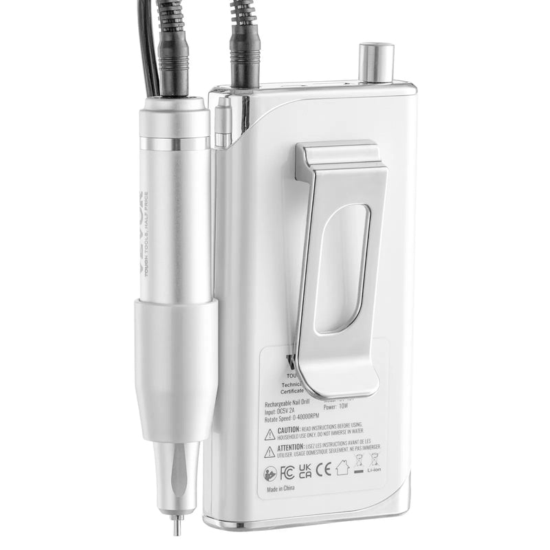 VEVOR elektriskā uzlādējamā nagu frēze 40 000 apgr./min, bezvadu portatīvs nagu E-file aparāts ar LCD displeju, akrila un gela nagu slīpēšanas instruments ar 6 uzgaļiem un 50 slīpēšanas lentēm manikīram un pedikīram