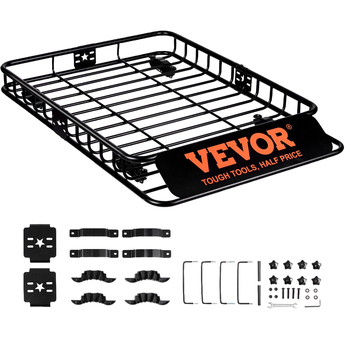 VEVOR Roof Cargo Box, 117.5 x 91.5 x 11.4 cm, 90.7 kg Capacity, Universal Roof Rack for SUVs and Trucks