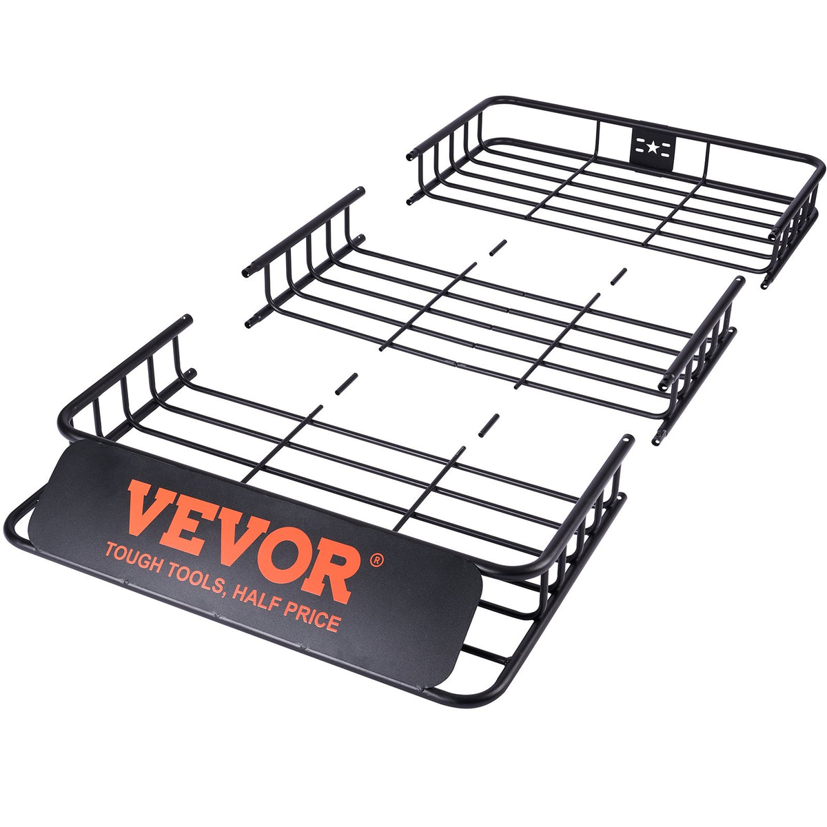VEVOR jumta bagāžnieka grozs 1626 × 991 × 152 mm ar pagarinājumu, universāls auto jumta bagāžas turētājs no izturīga tērauda, slodze līdz 90,7 kg, piemērots SUV un kravas automašīnām - ZEMLETES.LV