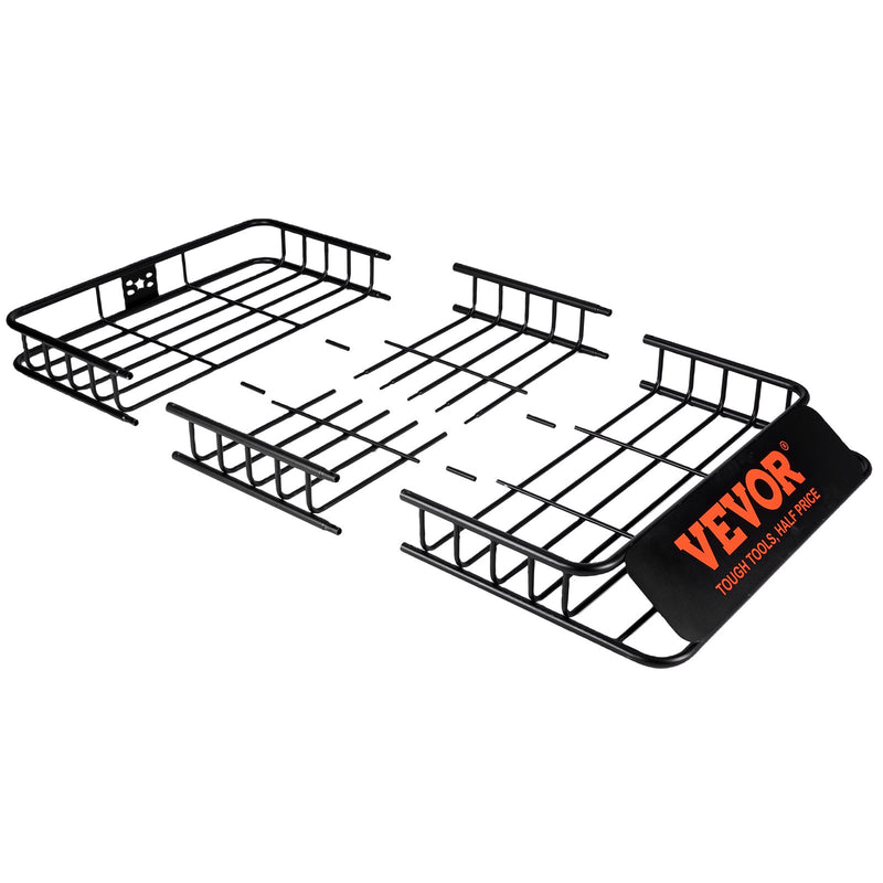 VEVOR jumta bagāžas grozs,  162.6 x 99 x 15.2 cm  ar paplašinājumu, 90.7 kg, paredzēts vieglajiem  un kravas automobiļiem.