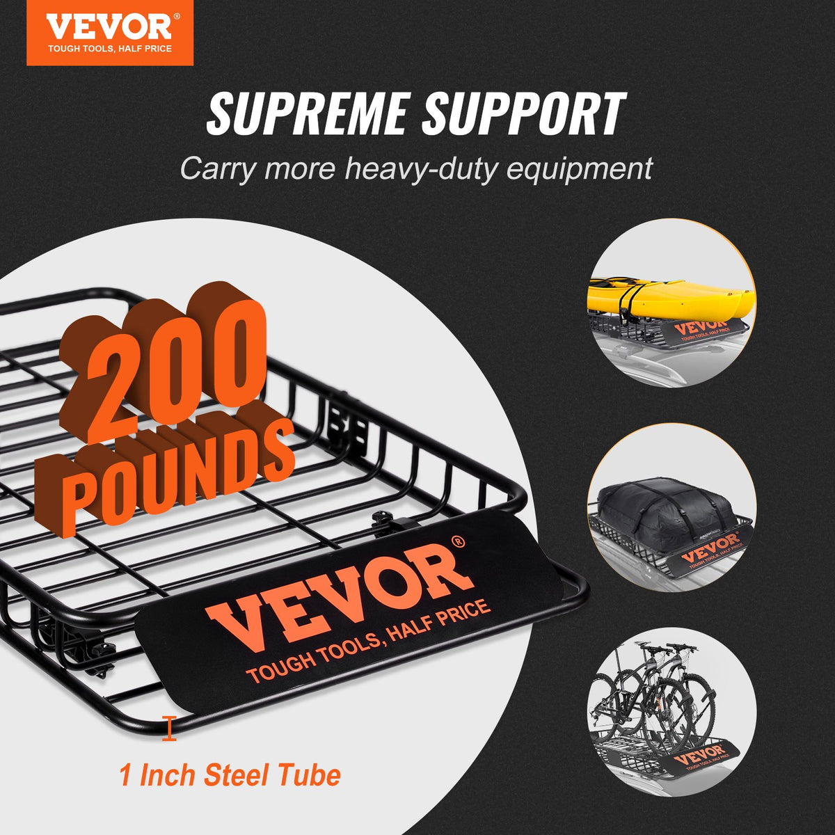 VEVOR jumta bagāžnieka grozs 1626 × 991 × 152 mm ar pagarinājumu, universāls auto jumta bagāžas turētājs no izturīga tērauda, slodze līdz 90,7 kg, piemērots SUV un kravas automašīnām - ZEMLETES.LV