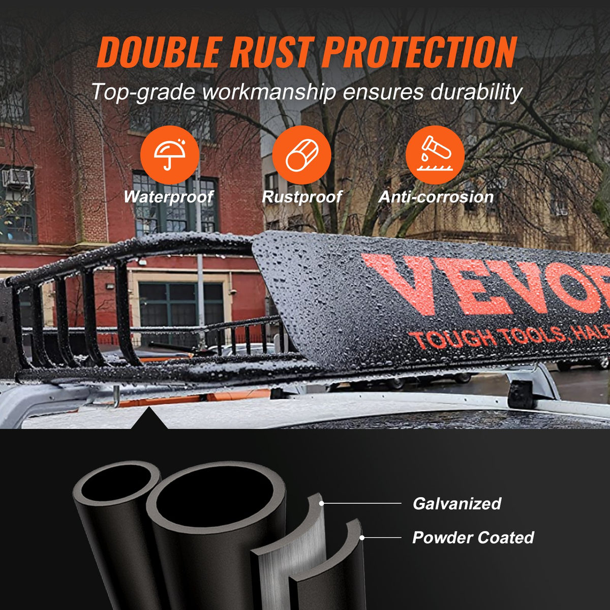 VEVOR jumta bagāžnieka grozs 1626 × 991 × 152 mm ar pagarinājumu, universāls auto jumta bagāžas turētājs no izturīga tērauda, slodze līdz 90,7 kg, piemērots SUV un kravas automašīnām - ZEMLETES.LV