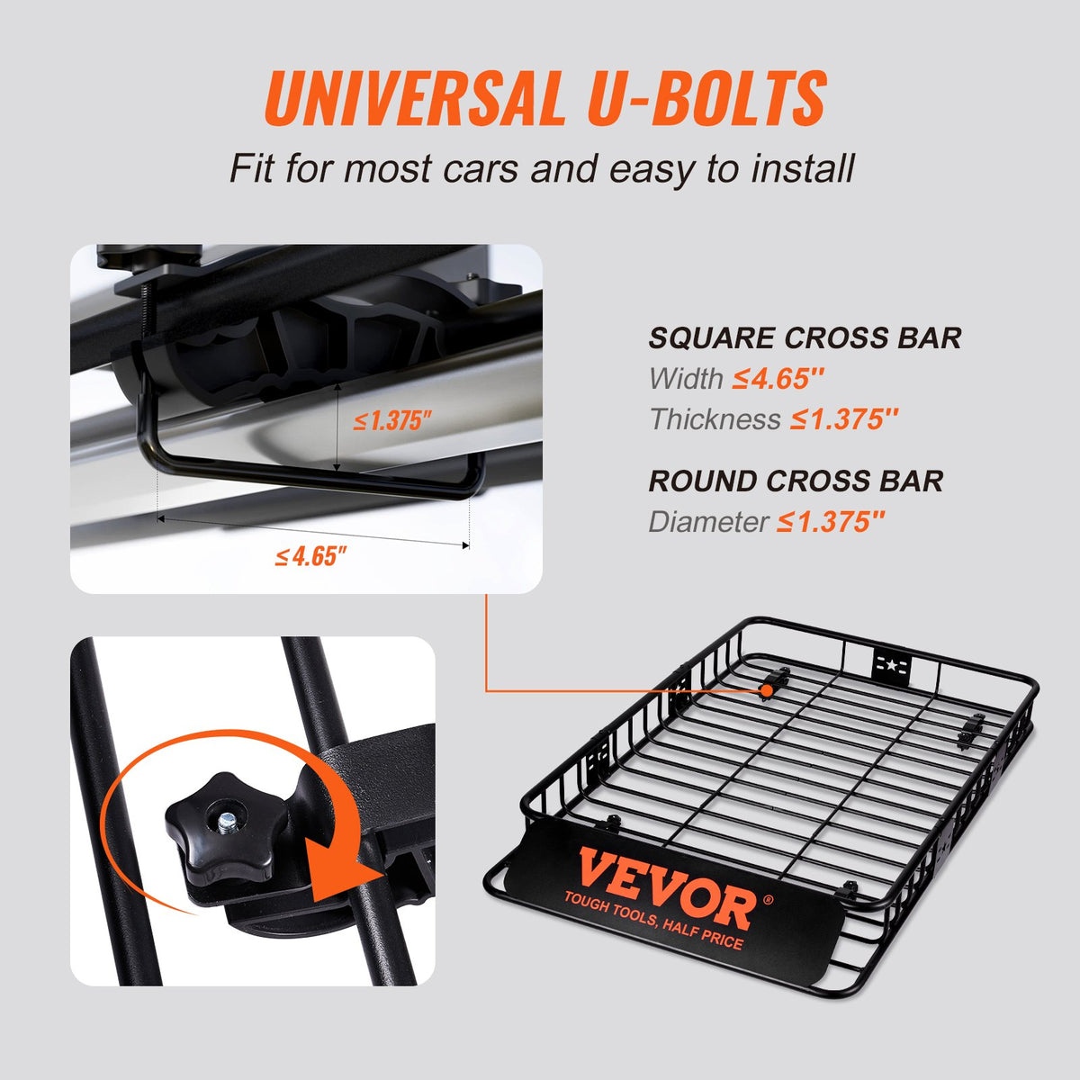 VEVOR jumta bagāžnieka grozs 1626 × 991 × 152 mm ar pagarinājumu, universāls auto jumta bagāžas turētājs no izturīga tērauda, slodze līdz 90,7 kg, piemērots SUV un kravas automašīnām - ZEMLETES.LV