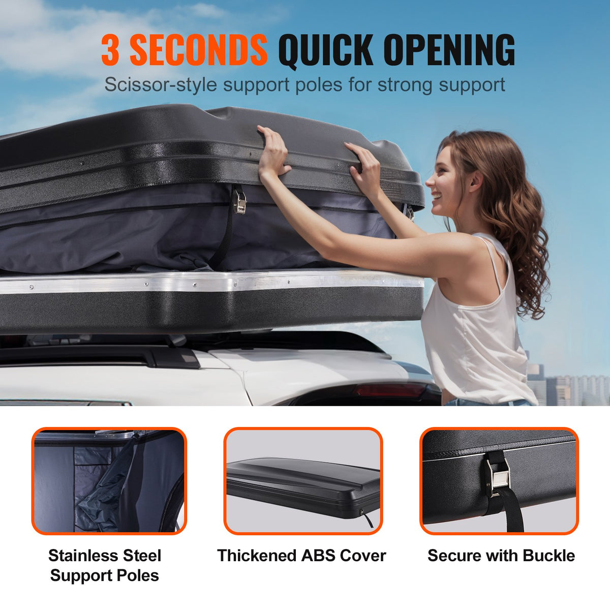 VEVOR Roof Tent Hard Shell 2-3 Person, Waterproof, Suitable for Jeep, SUV and Pickup Trucks with Ladder