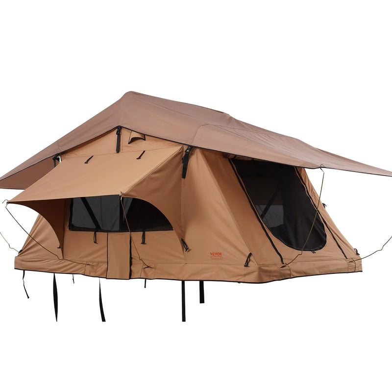 VEVOR cietā korpusa jumta telts Naturnest 2-3 personām, salokāma jumta telts ar teleskopiskām kāpnēm un matraci, ar PVC aizsargpārvalku, ūdensizturīga, piemērota Jeep, SUV, furgoniem un pikapiem
