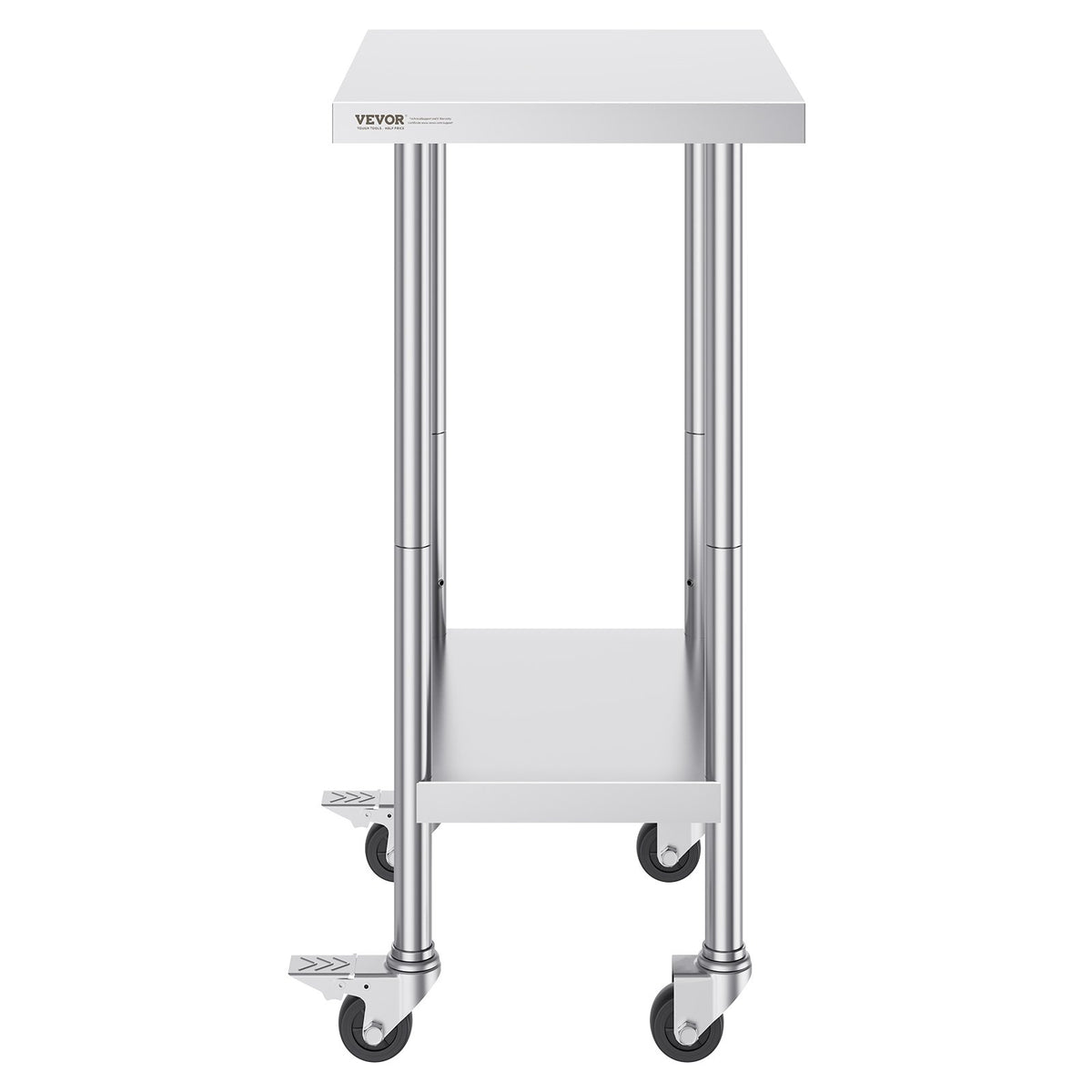 VEVOR Stainless Steel Work Table 60 × 45 cm with 4 Wheels