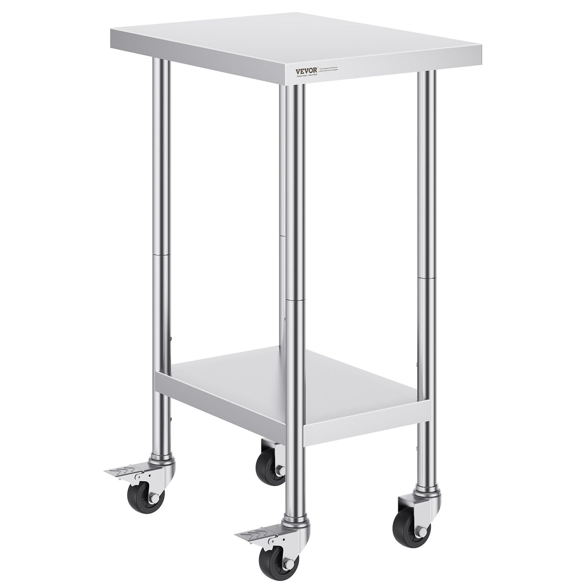VEVOR Stainless Steel Work Table 60 × 45 cm with 4 Wheels