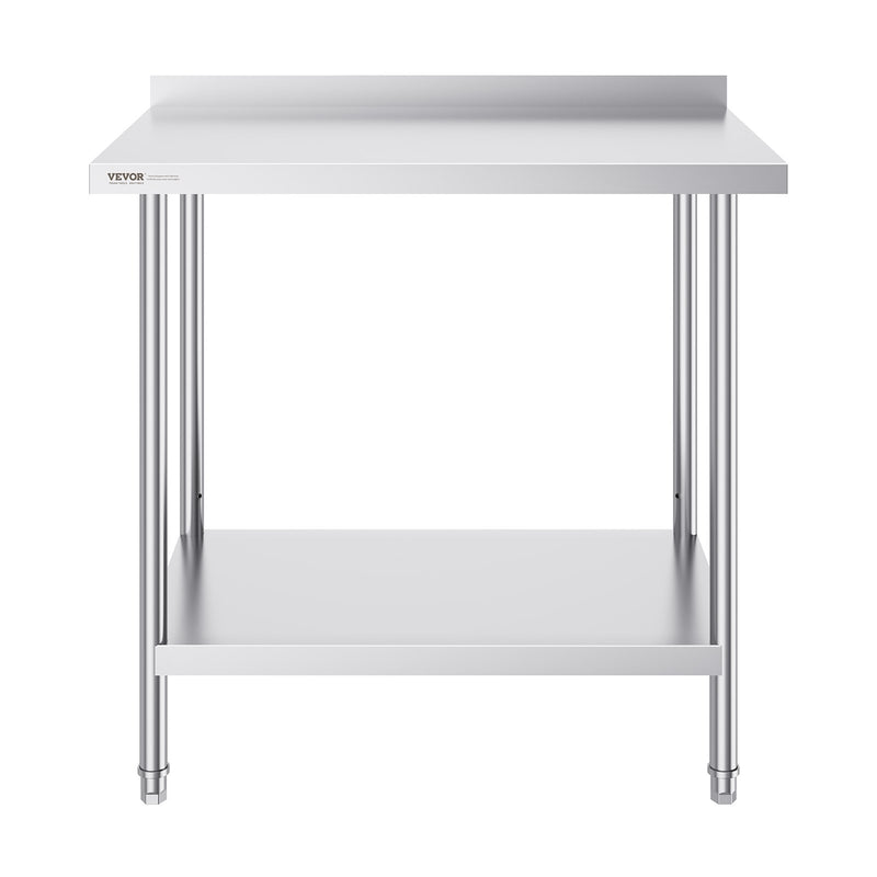 VEVOR nerūsējošā tērauda darba galds, 61 x 91 cm, regulējams plaukts, 200 kg slodze