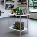 VEVOR nerūsējošā tērauda darba galds, 61 x 91 cm, regulējams plaukts, 200 kg slodze