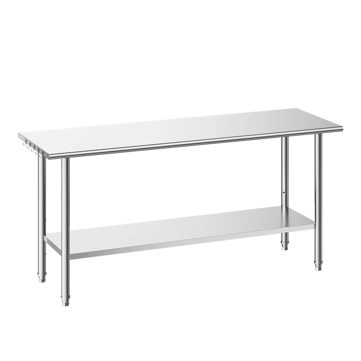 VEVOR nerūsējošā tērauda darba galds 61 × 183 cm ar regulējamu apakšējo plauktu, restorāniem un viesnīcām