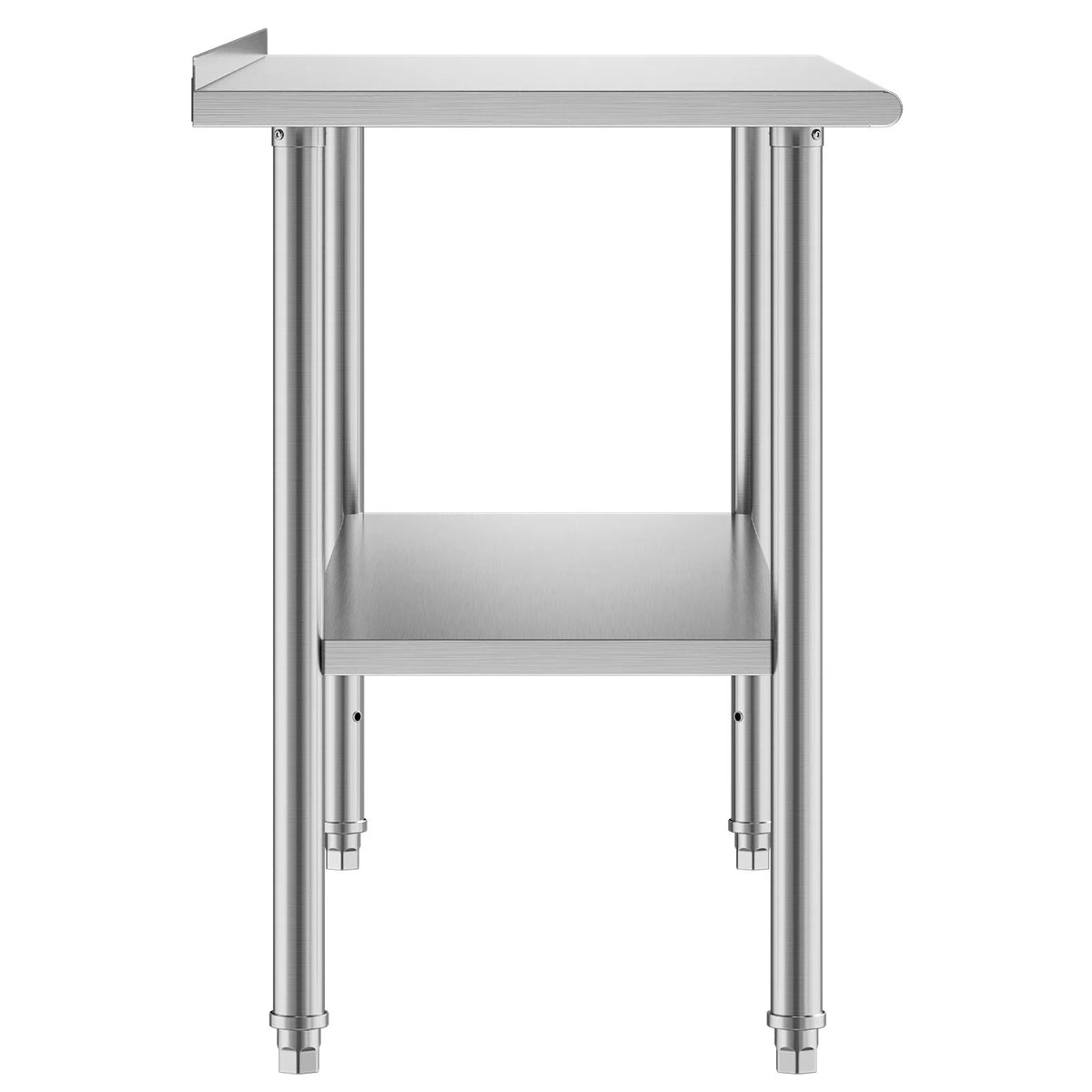 VEVOR Stainless Steel Work Table 61 × 152 cm with Backsplash and Adjustable Lower Shelf