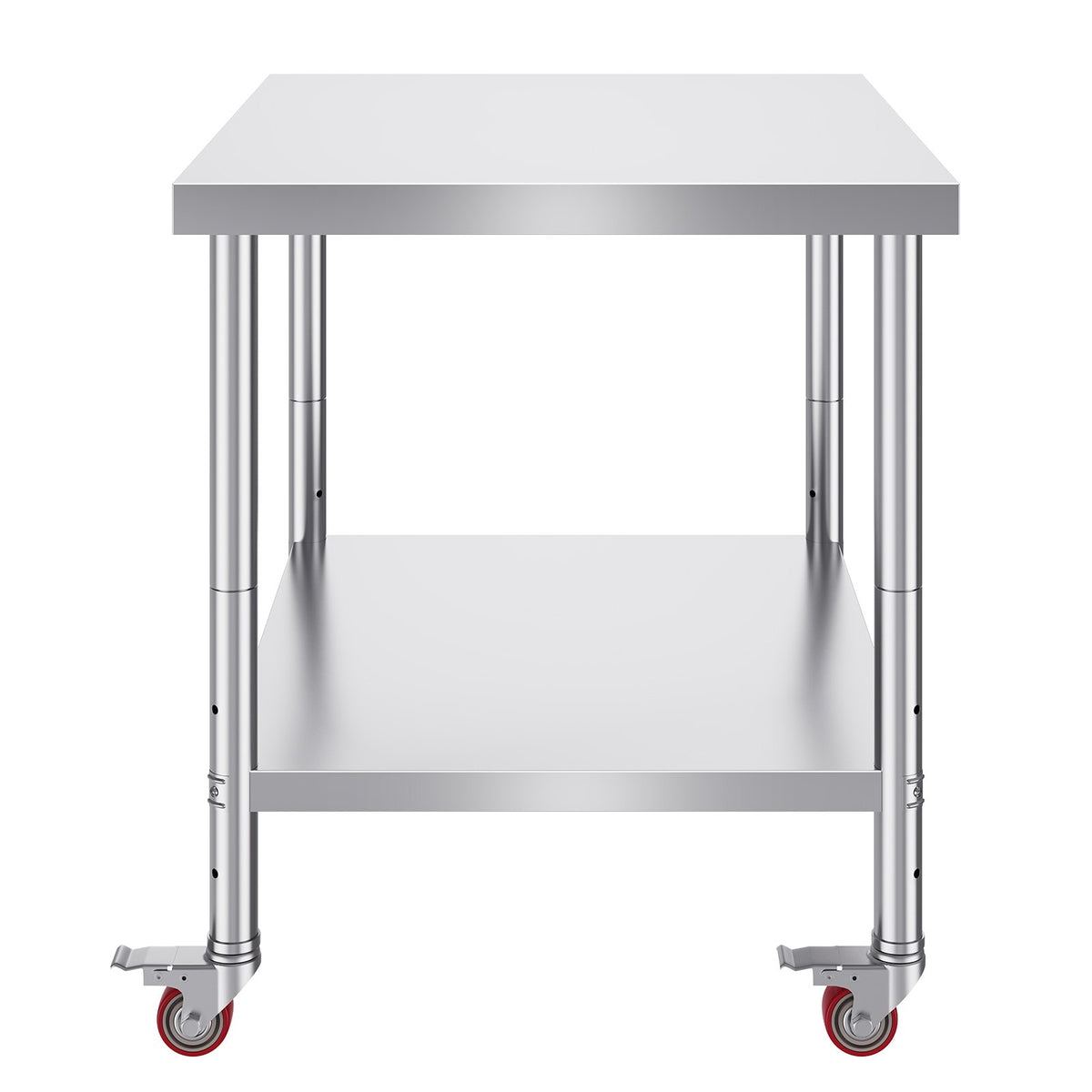 VEVOR Stainless Steel Work Table 76 × 91 cm with 4 Wheels and Adjustable Shelf