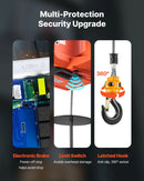 VEVOR 3-vienā elektriskais pacēlājs vinča, celtspēja 700 kg, 1500 W portatīvs pacēlājs, pacelšanas augstums 7,6 m, ātrums 5 m/min, ar manuālo, vadu un bezvadu tālvadību, rūpnīcām, noliktavām un garāžām