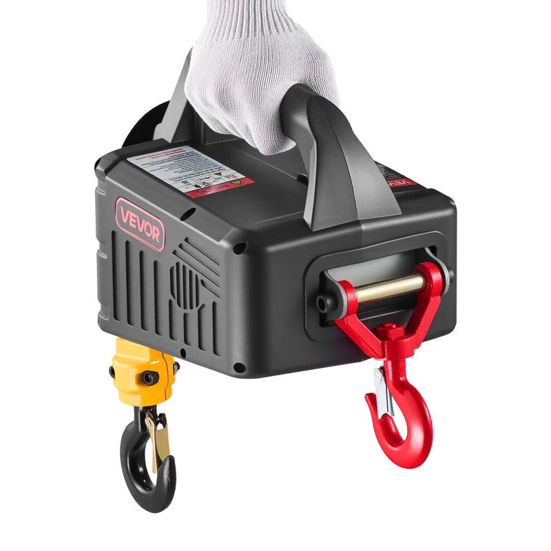 VEVOR 2 vienā elektriskais vinčas pacēlājs, 500 kg kapacitāte, 1500 W pārnēsājams vinčas krāns, pacelšanas augstums 7,6 m, ātrums 5 m/min ar manuālo un bezvadu tālvadību rūpnīcai, noliktavai vai garāžai
