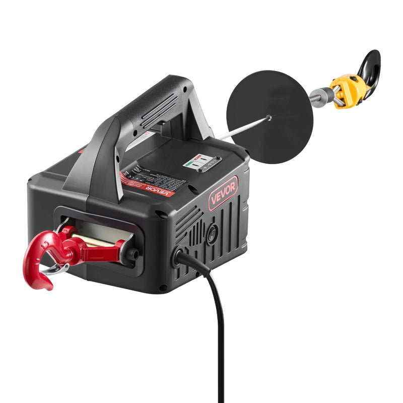 VEVOR 2 vienā elektriskais vinčas pacēlājs, 500 kg kapacitāte, 1500 W pārnēsājams vinčas krāns, pacelšanas augstums 7,6 m, ātrums 5 m/min ar manuālo un bezvadu tālvadību rūpnīcai, noliktavai vai garāžai