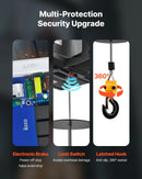 VEVOR 2 vienā elektriskais vinčas pacēlājs, 500 kg kapacitāte, 1500 W pārnēsājams vinčas krāns, pacelšanas augstums 7,6 m, ātrums 5 m/min ar manuālo un bezvadu tālvadību rūpnīcai, noliktavai vai garāžai