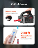 VEVOR 2 vienā elektriskais vinčas pacēlājs, 500 kg kapacitāte, 1500 W pārnēsājams vinčas krāns, pacelšanas augstums 7,6 m, ātrums 5 m/min ar manuālo un bezvadu tālvadību rūpnīcai, noliktavai vai garāžai