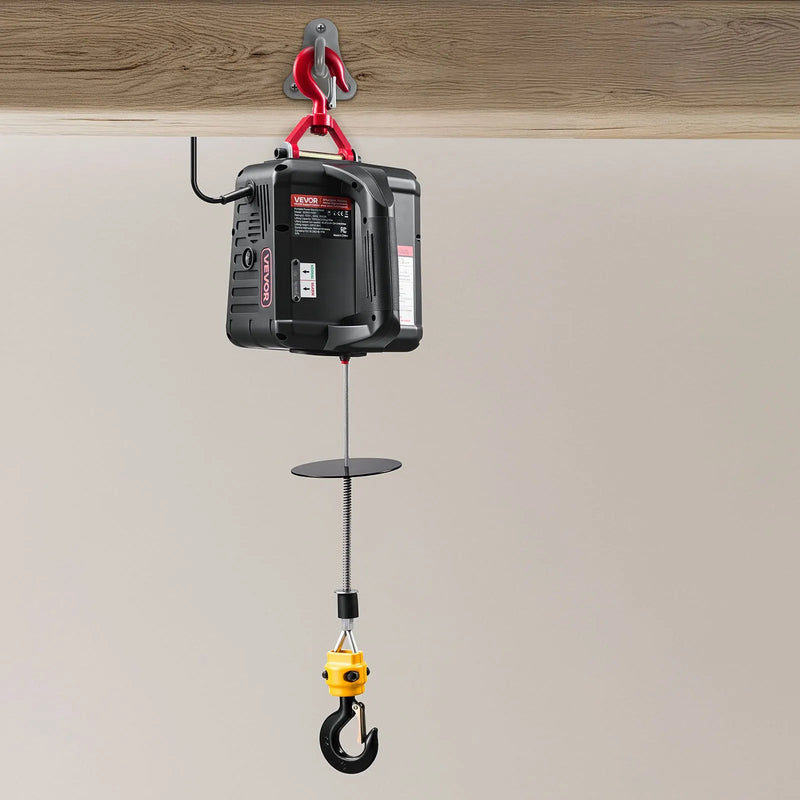 VEVOR 2 vienā elektriskais vinčas pacēlājs, 500 kg kapacitāte, 1500 W pārnēsājams vinčas krāns, pacelšanas augstums 7,6 m, ātrums 5 m/min ar manuālo un bezvadu tālvadību rūpnīcai, noliktavai vai garāžai