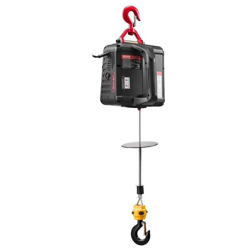 VEVOR 2 vienā elektriskais vinčas pacēlājs, 500 kg kapacitāte, 1500 W pārnēsājams vinčas krāns, pacelšanas augstums 7,6 m, ātrums 5 m/min ar manuālo un bezvadu tālvadību rūpnīcai, noliktavai vai garāžai