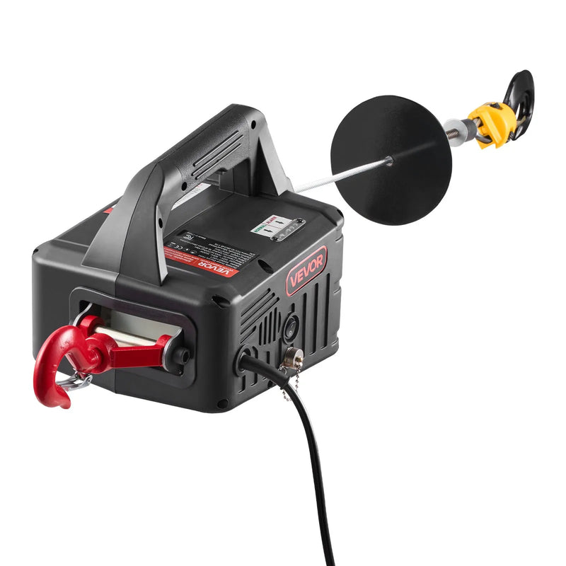 VEVOR 2 vienā elektriskais vinčas pacēlājs, 500 kg kapacitāte, 1500 W pārnēsājams vinčas krāns, pacelšanas augstums 7,6 m, ātrums 5 m/min ar manuālo un vadu tālvadību rūpnīcai, noliktavai vai garāžai