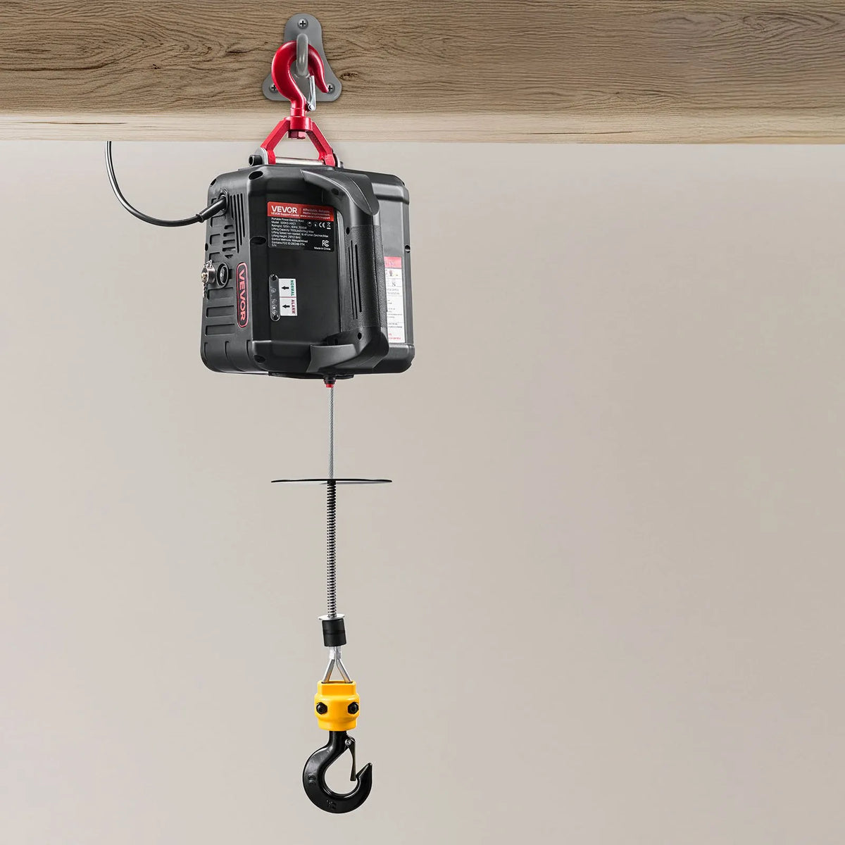VEVOR 2 vienā elektriskais vinčas pacēlājs, 500 kg kapacitāte, 1500 W pārnēsājams vinčas krāns, pacelšanas augstums 7,6 m, ātrums 5 m/min ar manuālo un vadu tālvadību rūpnīcai, noliktavai vai garāžai