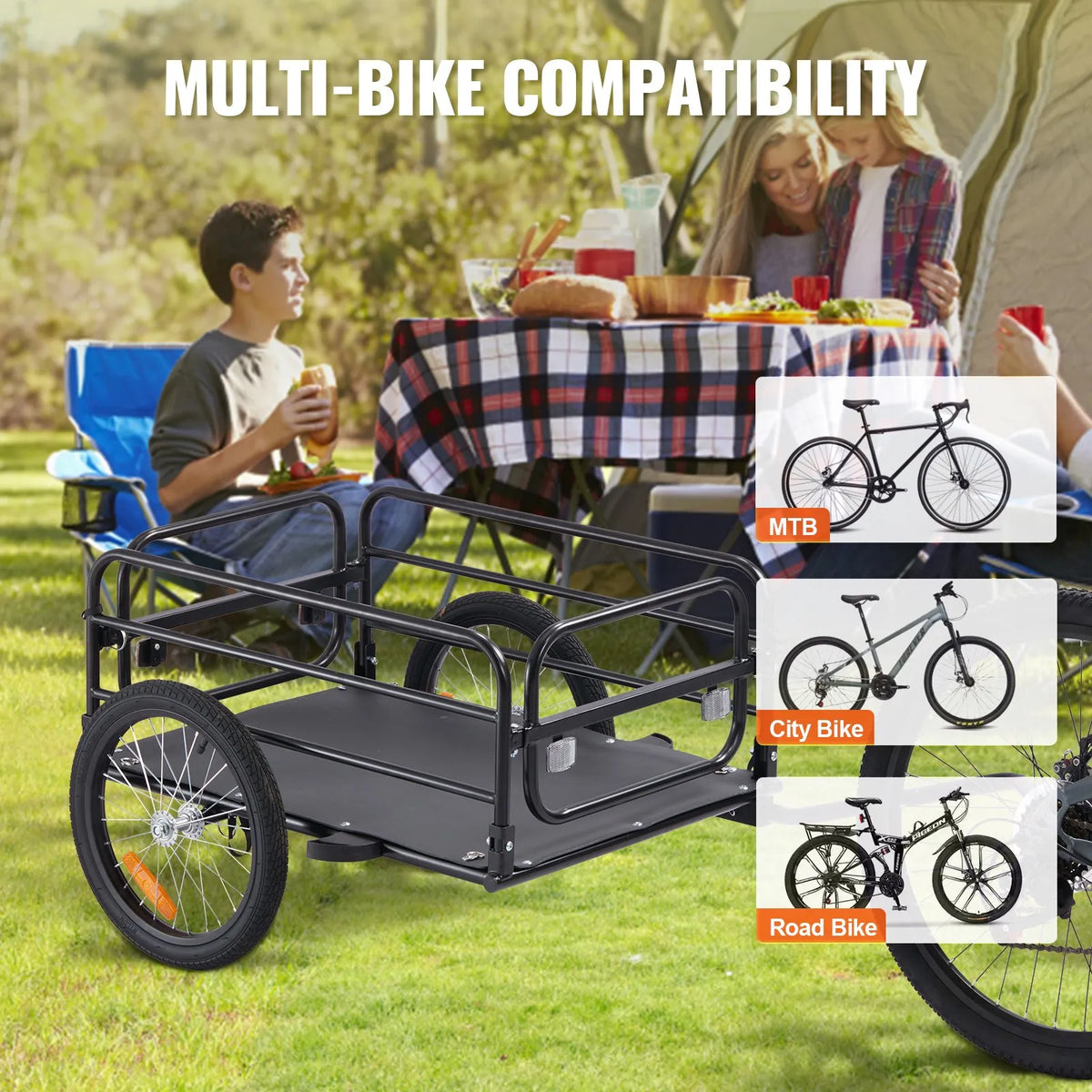 VEVOR salokāma velosipēda kravas piekabe, 72,5 kg, 406 mm riteņi