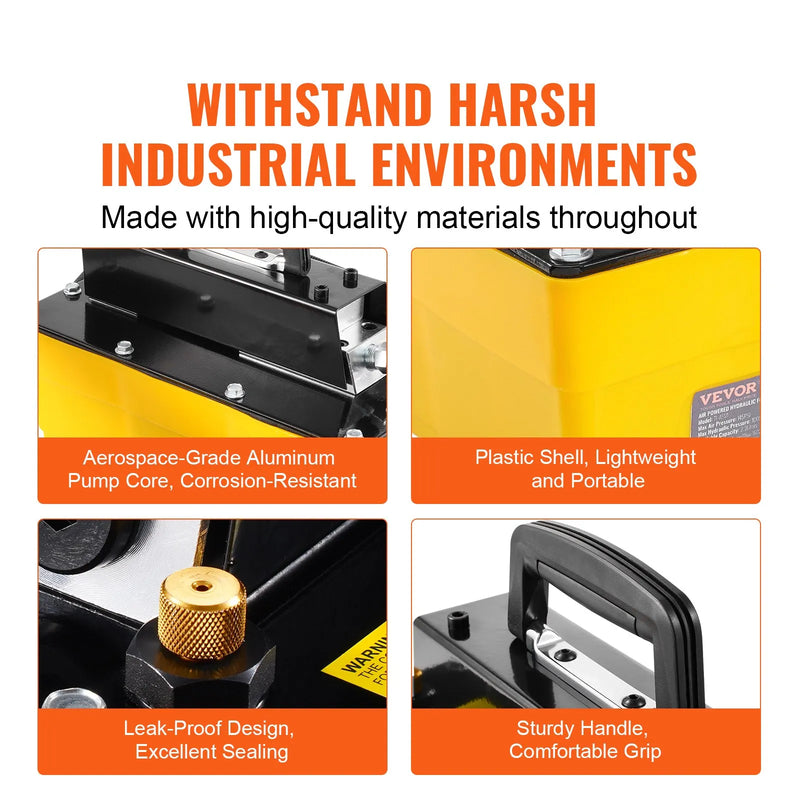 Pneimatiskais hidrauliskais sūknis 689 bar, 2,3 L eļļļas tvertne, plastmasas korpuss ar tālvadības vadību, paredzēts automobiļu rāmja un hidrauliskajām presēm