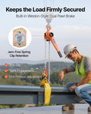 VEVOR manuālais sviras ķēdes pacēlājs, 1,5 t / 1500 kg kapacitāte, smagās slodzes, 3 m pacelšanas augstums, G80 sakausējuma tērauda ķēde ar dubulto mehānisko bremzi, 360° rotējoši āķi, piemērots noliktavām, būvniecībai un garāžai