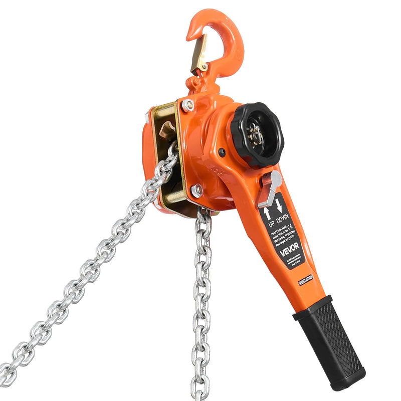VEVOR manuālais sviras ķēdes pacēlājs, 1000 kg kravnesība, 3 m pacelšanas augstums, G80 sakausējuma tērauda ķēde, divpusējs mehāniskais bremzis, 360° grozāmi āķi noliktavām, būvniecībai un garāžām