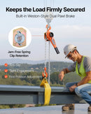 VEVOR manuālais sviras ķēdes pacēlājs, 1000 kg kravnesība, 3 m pacelšanas augstums, G80 sakausējuma tērauda ķēde, divpusējs mehāniskais bremzis, 360° grozāmi āķi noliktavām, būvniecībai un garāžām