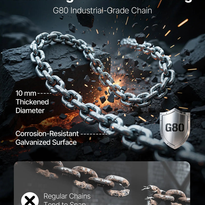 VEVOR manuālais sviras ķēžu pacēlājs, celtspēja 3000 kg, 6 m pacelšanas augstums, G80 leģētā tērauda ķēde, dubultā sprūda mehāniskā bremze, 360° grozāmi āķi, noliktavām, būvniecībai un garāžām