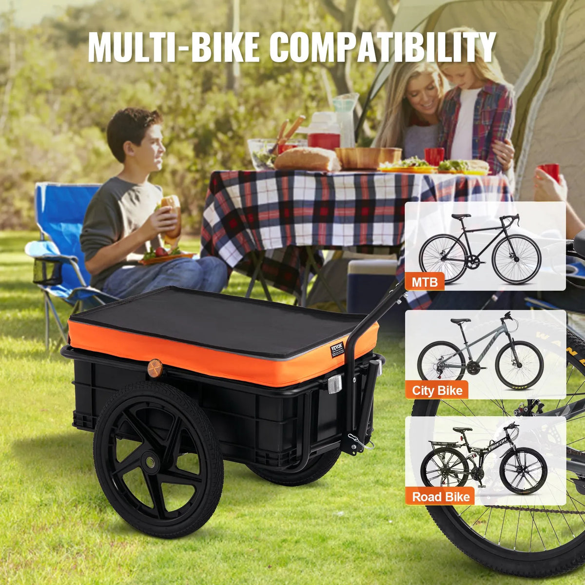 VEVOR salokāma velosipēda kravas piekabe, 39,9 kg, 406 mm riteņi, ar pārsegu